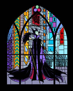 Disney Sleeping beauty stain glass window. Stock Illustration by