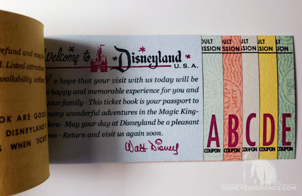 Disneyland Ticket Book Interior