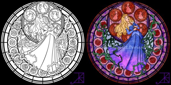 Aurora Stained Glass Coloring Page
