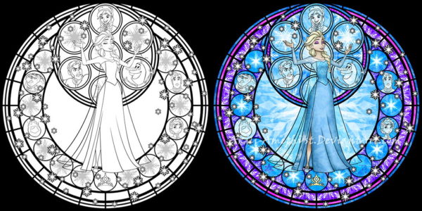 Elsa Stained Glass Coloring Page