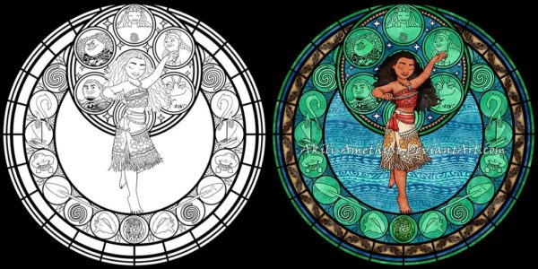 Moana Stained Glass Coloring Page